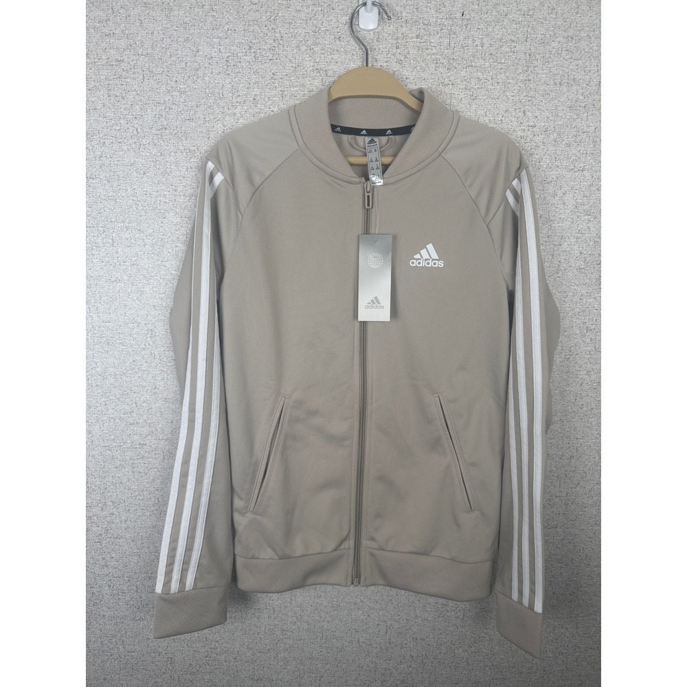 adidas Women's 3-Stripes Tricot Track Jacket — XS — Wonder Beige/White